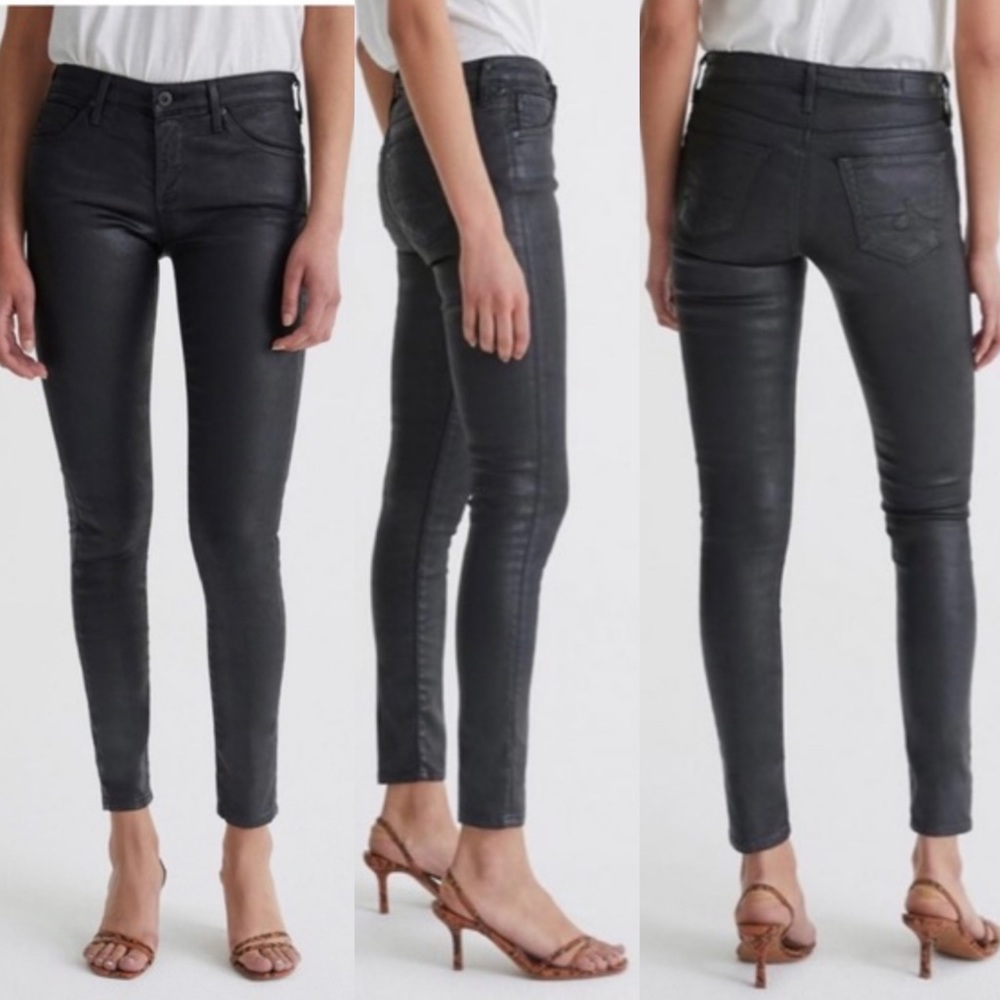 Adriano Goldschmied The Legging Ankle Super Skinny Ankle Black Leatherette 30R